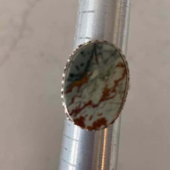 Sterling Silver and Jasper stone ring. Size 7 - Picture 5 of 6
